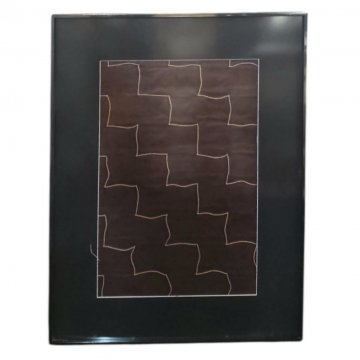 Bild 60x80cm, aubergine, grafisches Muster mit Paketschnur, mit Passepartout im Metallrahmen, schwarz