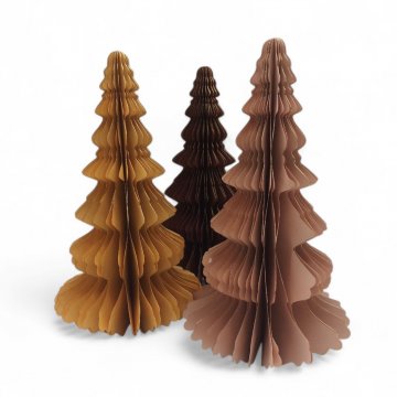 Weihnachtsbaum aus Papier mit Goldrand, rosa / beige / braun, mit Magnetverschluss