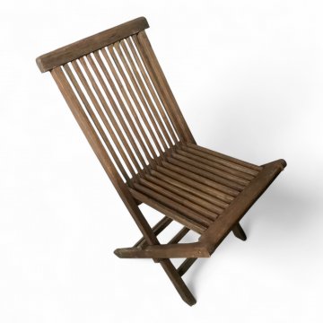 Gartenklappstuhl, Folder, Teak, Sprossen in Rücken und Sitzfläche, stark verwittert!