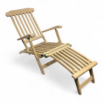 Deckchair Lux Teak gestäbt mit Fußteil, 92x60x176.
