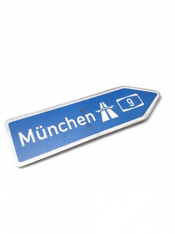 Verkehrsschild MÜNCHEN ,blau, L 127cm, B 35 cm, Schild, Autobahn 9, mit Halterung