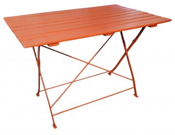 Gartenlokaltisch, rot, Eisengestell, klappbar, Latten, 110x70cm, h 75cm, Klapptisch