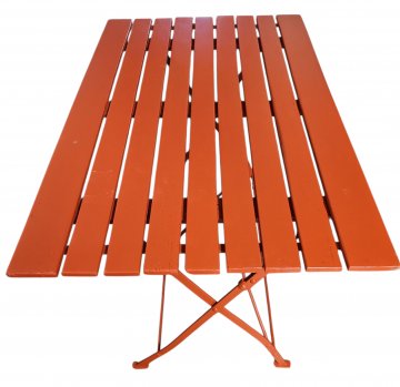 Gartenlokaltisch, rot, Eisengestell, klappbar, Latten, 110x70cm, h 75cm, Klapptisch