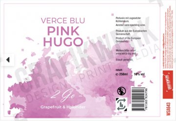 Verce Blu PINK HUGO ,Grapefruit, silber,pink ,0,25 L Standard Sektdose, WSA643 ,H 12,5 cm, RECHTEFREI