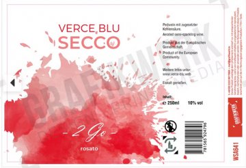 Verce Blu SECCO ,rosato,silber,rot ,0,25 L Standard Sektdose, WSA641 ,H 12,5 cm, RECHTEFREI