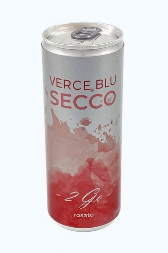 Verce Blu SECCO ,rosato,silber,rot ,0,25 L Standard Sektdose, WSA641 ,H 12,5 cm, RECHTEFREI