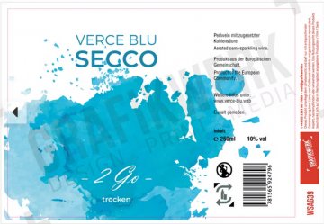 Verce Blu SECCO ,trocken,silber, blau ,0,25 L Standard Sektdose, WSA639 ,H 12,5 cm, RECHTEFREI