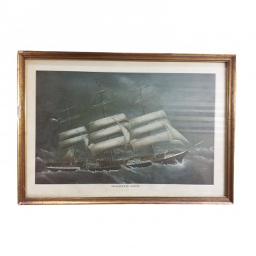 P- Bild gerahmt, Druck/ Passepartout,  Holzrahmen gold / Patina, VOLLSCHIFF ALICE