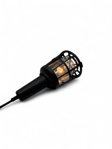 Arbeitslampe, Werkstatt, Handleuchte, schwarz, Plastik, Glashaube, 1-flg., H25cm, Ø 12cm