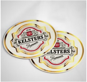 Bierdeckel KELSTERS PREMIUM WSA051, quadratische Form, Ecken abgerundet, grün/schwarz/weiß RECHTEFREI