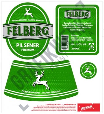 FELBERG Pilsener, Farbe silber,grün,0,33 L , WSA 122  RECHTEFREI 