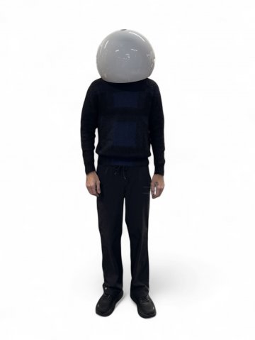 Bogenlampe SEJ Chrom, beiger Kunststoffschirm, höhenverstellbar
