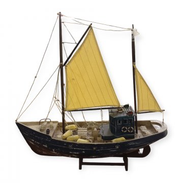 Schiffsmodell, Kutter, Fischkutter, Holz, 2 Master, blau