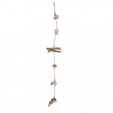 Deko- Objekt, Muschelkette, Stroh, Muscheln / Seeschnecken / Treibholz, L: 100cm