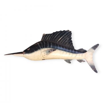 Deko-Fisch, Metall, &quot;Schwertfisch&quot;, blau - weiß, Vintage, Patina, 80cm