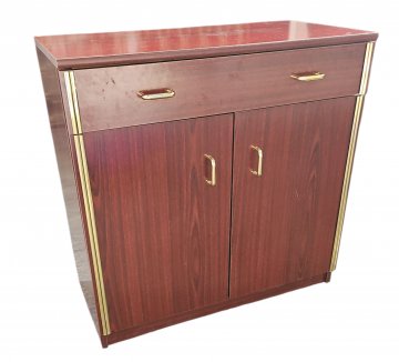 Kommode RESI, mahaghoni, 2-türig, 1 Schubfach, Goldgriffe u.-blenden, 75x40cm, h 76cm