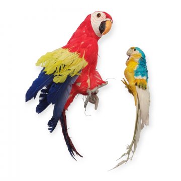 Vogel Dummy Papagei / Kakadu / Ara, Schaumstoff mit Federn