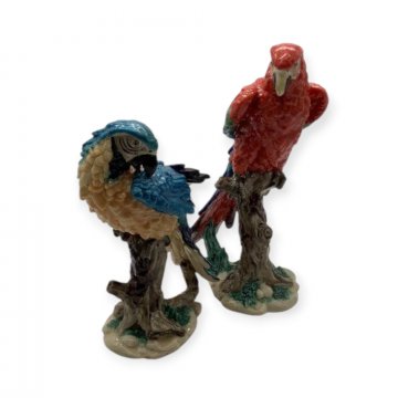 Figur, Papagei / Ara, rot / blau, Polyresin