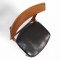 Stuhl SEJ Teak, Ledersitz schwarz breite Rückenwange,
