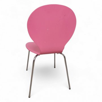 Stuhl PHOENIX, pink lackiert Chromgestell, Sitz u. Rücken Schichtholz, Rücken tailliert, B45xT43xH88