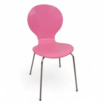 Stuhl PHOENIX, pink lackiert Chromgestell, Sitz u. Rücken Schichtholz, Rücken tailliert, B45xT43xH88