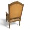 Sessel, gold, Verzierungen und Schnitzereien, Sitz und Rücken Damast grün beige gemustert, Krönung gerundet, Perlstab