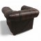 Sessel, Chesterfield, Vollpolster Leder dkl.braun, Arm-/Rückenl. kapitoniert, loses Sitzpolster, Nagelkante, Holzfüße, B110xT95xH85