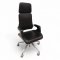 Chefsessel INTERSTUHL SILVER 362S, Edelstahl gebürstet, Leder schwarz, Doppelrollen, höhenverstellbar, B58xT72xH132, ca.40 Kg.