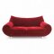 Sofa BRETZ GAUDI, Vollpolster Samt rot, Rücken und Arml. geschwungen, Nagelkante, Füße Metall silber, 3-er, B220xT80xH95