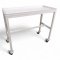Rolltisch RELING, Metall lichtgrau, Ablage mit umlaufender Reling, Rollen, 2 Stk feststellbar, B100xT45xH89