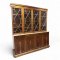 Bücherschrank, Eibe, 2-tlg. Unterschrank, 4 Türen, Aufsatz 4 Türen unter Glas, Gitter, 180x40x200 cm