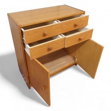 Kommode, Fichte, 4 Schübe, 2-türig, Einlegeboden, B87xT40xH80