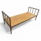 Metallbett JVA, Metall grau, Original Patina, Vierkantgestell, Holzauflage, L207xB82xH80 