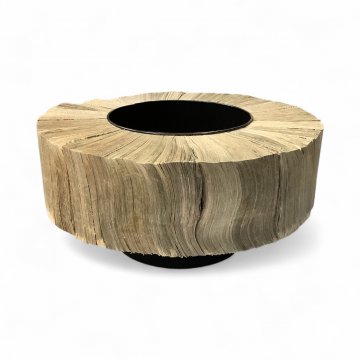 Vase / Übertopf, rund, Papierseiten, innen Blech schwarz