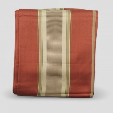 Vorhang, 120x400cm, rostrot-beige(gerillt) breite Streifen,dünne grüne Streifen, Satinart