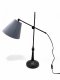 Tischlampe, Bronze, Ausleger verstellbar, Fuß gedreht, Schirm konisch, violett/Flieder