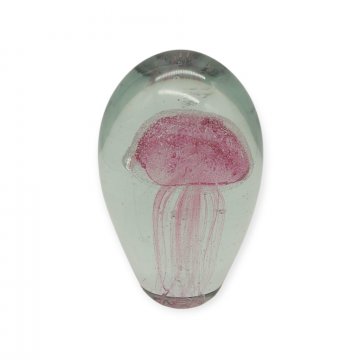 Briefbeschwerer, Jellyfisch aus Glas mit einer blauen/rosafarbener Qualle