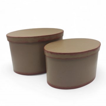 Schachtel / Box 2in1, oliv mit rotbraunen Rändern