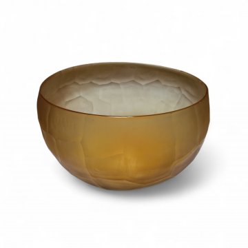 Schale HONIGWABE, Glas, gelb matt, bauchige Form, wabenförmige Struktur, D: 31, Höhe 17cm