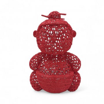 Dekofigur gehäkelt, rot, japanisch,H: 21 cm