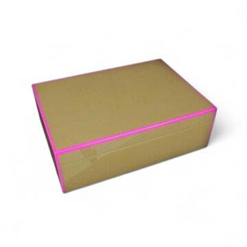 Aufbewahrungsbox &quot;Tang&quot; L, beige,  pinkfarbene Ränder, Box, Deckeldose  GIFT COMPANY