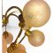 P- Deckenlampe, Messinggestell, kugelförmige, satinierte Glasschirme, Ø12cm mit Schliffornament, 12 Fassungen E27, max. 60W, H100 B70