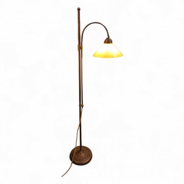 Stehlampe, Messing,  höhenverstellbar, Zugschalter Messingkordel, Stoffkabel, H170, 1 flg. E27 max. 60W