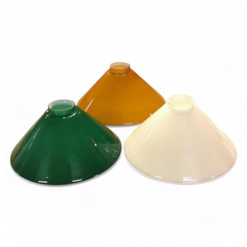 Lampenschirm, Glas 5x grün, 2x caramel, 2x elfenbein, 4x Opalglas, konisch, Ringgriff, H12 ø25