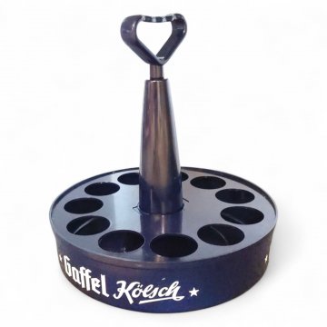 Bierkranz GAFFEL KÖLSCH, Metall  blau, Schrift weiß, 11 Glaslöcher, Griff blau