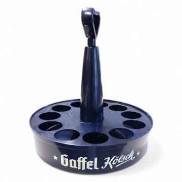 Bierkranz GAFFEL KÖLSCH, Metall  blau, Schrift weiß, 11 Glaslöcher, Griff blau
