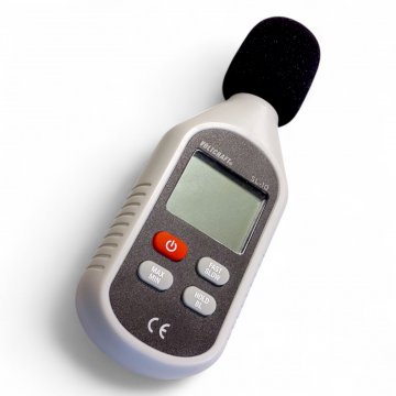 Schallpegelmessgerät VOLTCRAFT SL-10, K.stoff lichtgrau, LCD-Display, Windschutz Schaumgummi schwarz