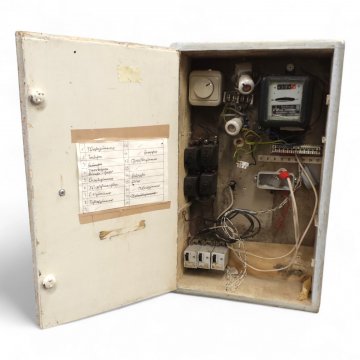 Sicherungs-/Zählerschränkchen, 1-türig, Holz grüngrau patiniert, H60xB37xT16