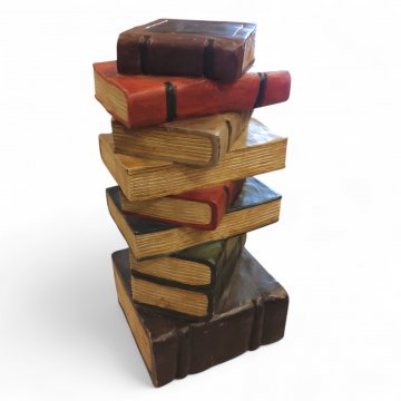 Bücherstapel Holz, braun/rot Einband, zusammenhängend, H68x B 30 x T30 cm