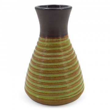 Vase, Keramik grün, trichterförmig, gerippt, ø7 H11